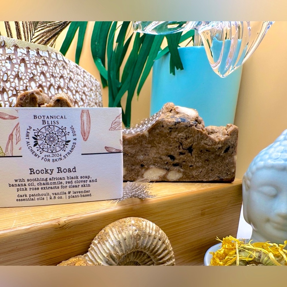 🌼 2 Handcrafted Rocky Road African Black Soap Bars for Acne & Sensitive Skin